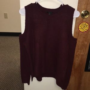 Maroon sweater with shoulder cutouts